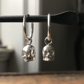 Silver Skull Hoop Earrings, 3 of 11