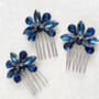 Navy Blue Crystal Hair Comb Set, thumbnail 2 of 5