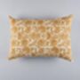 Hand Block Print Floral Yellow Cotton Cushion Cover, thumbnail 2 of 5