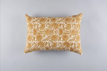 Hand Block Print Floral Yellow Cotton Cushion Cover, 2 of 5