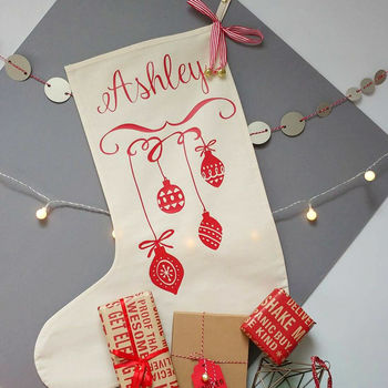 Personalised Bauble Christmas Stocking, 2 of 3