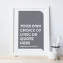 Personalised Favourite Song Lyrics Or Quote Print, thumbnail 4 of 7