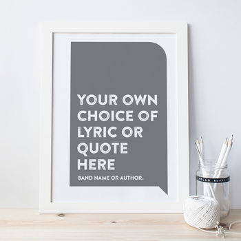 Personalised Favourite Song Lyrics Or Quote Print, 4 of 7