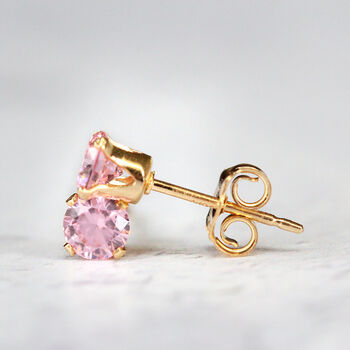 Pink Crystal Stud Earrings In Gold Or Silver, 3 of 12
