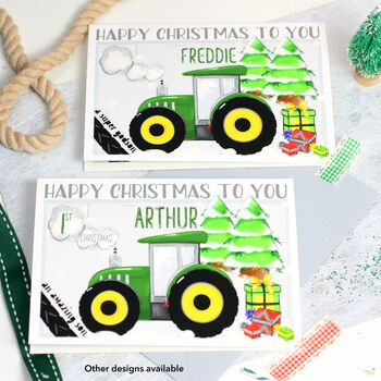 Personalised Green Tractor Christmas Card, 5 of 8