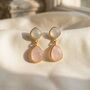 Gold Vermeil Plated Pink And White Chalcedony Earrings, thumbnail 1 of 3