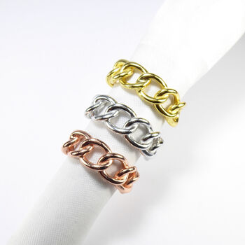 Chunky Chain Signet Rings, Gold Vermeil 925 Silver, 8 of 10