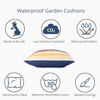 Pixel Stripes Water Resistant Garden Outdoors Cushion, 11 of 11