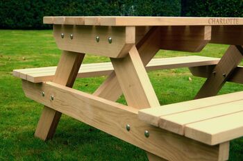 Handmade Wooden Picnic Benches, 3 of 5