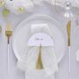 White Wedding Place Cards With Gold Tassels X Six, thumbnail 1 of 3