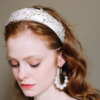 Ivory Padded Headband With Swarovski Crystals Angelica, 11 of 12
