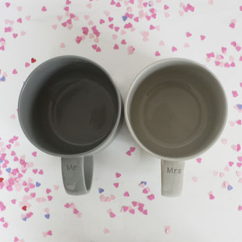 Handmade Mr And Mrs Ceramic Mug Set, 4 of 5
