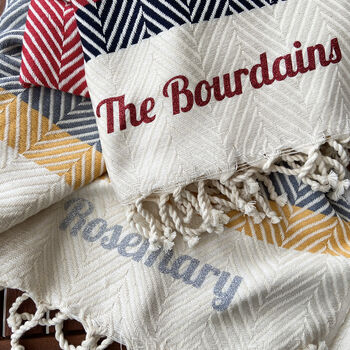 Personalised Herringbone Soft Cotton Throw, 6 of 12