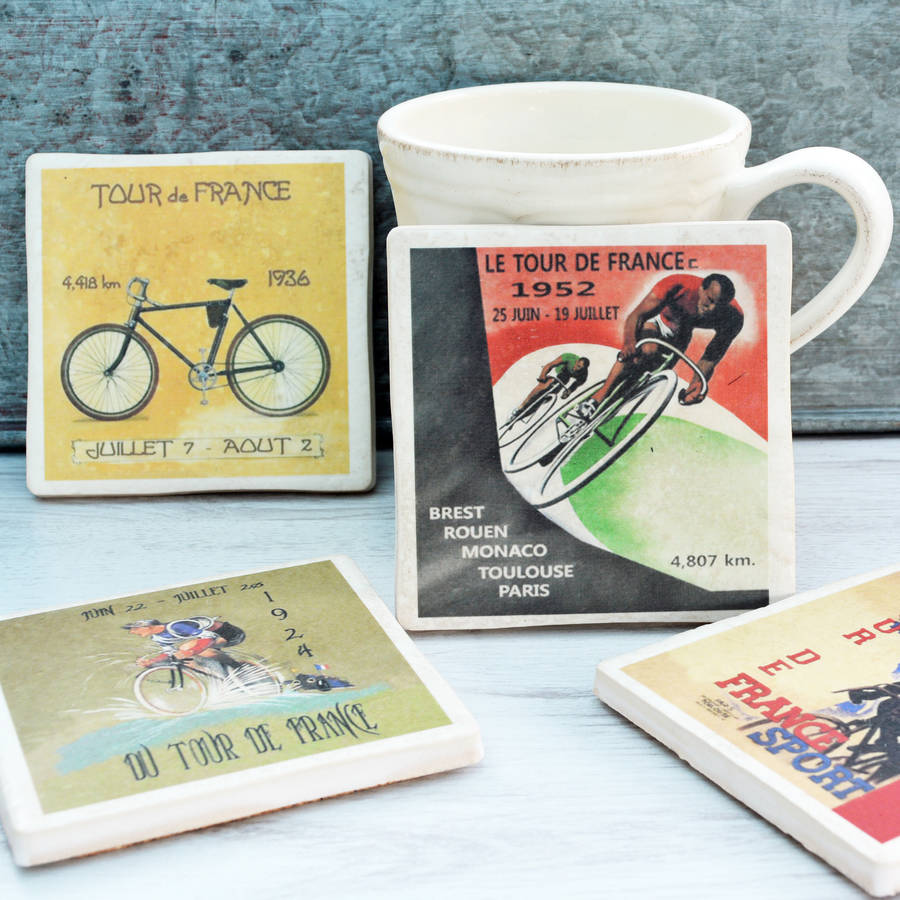 Set Of Four Ceramic Tour De France Cycling Coasters, 1 of 9