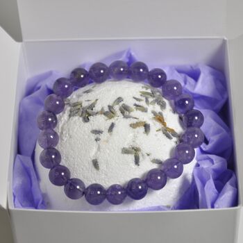 Relax Amethyst Bath Bomb And Gemstone Bracelet Gift, 2 of 7