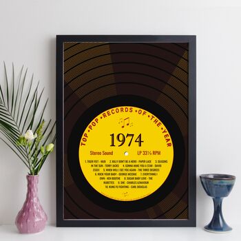 Personalised 50th Birthday Print Year 1974 Music Gift, 5 of 12