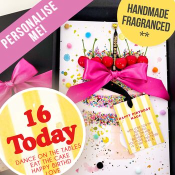 Birthday Cake Fragranced 16th Personalised Birthday Card, 4 of 7