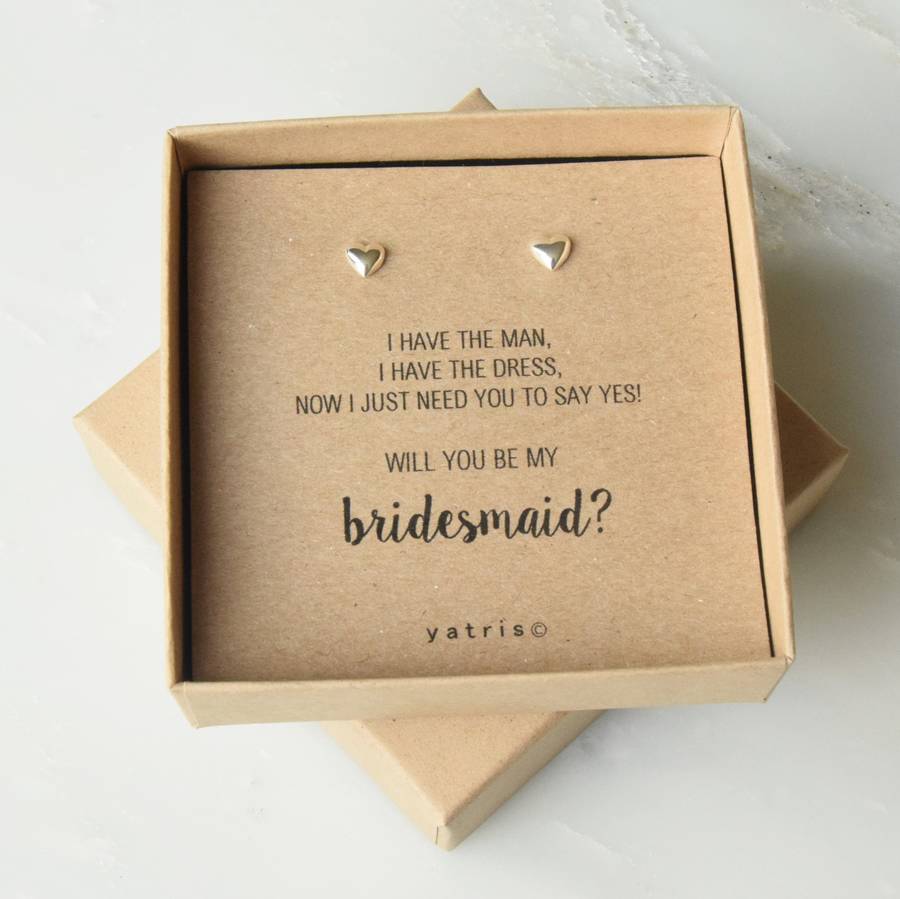 personalised bridesmaid heart earring gift box by yatris ...