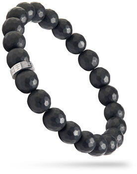Men's 10mm Faceted Onyx Bead Bracelet 'Silver', 6 of 8