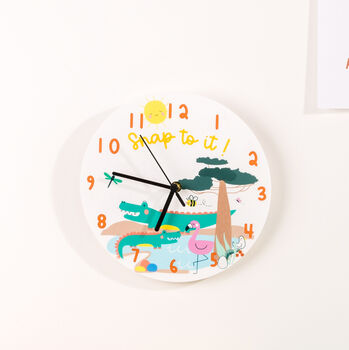 Children's Personalised Crocodile Themed Bedroom Clock, 3 of 3