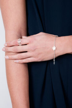 Sterling Silver Adjustable Anklet Bracelet, Splash Charm Anklets, Large Size Bracelet, Handmade Stackable Jewellery, 4 of 8