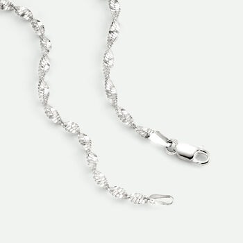 Sterling Silver Singapore Chain Necklace 18 Inch, 4 of 4