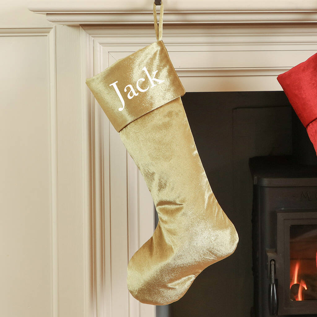 A Luxury Champagne Gold Velvet Christmas Stockings By Dibor  notonthehighstreet.com