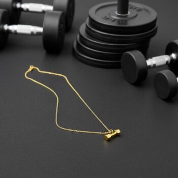 Personalised Gold Coloured Dumbbell Pendant Necklace, 7 of 12