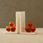Set Of Two Marble Bookends With Amber Crystal Spheres, thumbnail 1 of 2