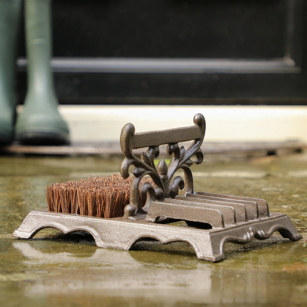 cast iron ornate shoe scraper and boot brush by dibor