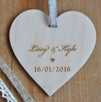 Personalised Wedding Wooden Heart, 3 of 5