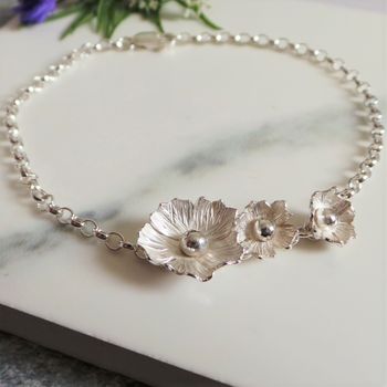 Handmade Silver Flower Bracelet By Shropshire Jewellery Designs