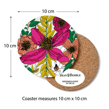 Round Coaster Floral Vivid Blooms Heat And Stain Proof, 3 of 12