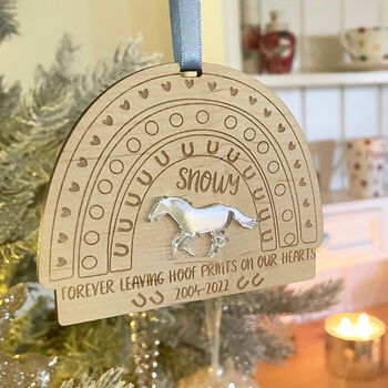 Memorial Horse Wood And Acrylic Christmas Decoration, 2 of 4