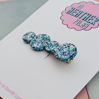 Blue Bubble Glitter Hair Clip / Festival Fashion Clip / Summer Holiday Hair Slide / Whimsical Ocean Theme Hair Accessory, 4 of 4