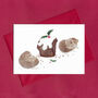 Woodland Christmas: Stuffed Hedgehogs Christmas Card, thumbnail 3 of 9