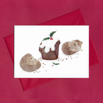 Woodland Christmas: Stuffed Hedgehogs Christmas Card, 3 of 9