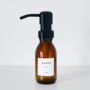 Amber Bottle With White Personalised Label And Black Pump, thumbnail 4 of 11