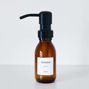 Amber Bottle With White Personalised Label And Black Pump, 4 of 11