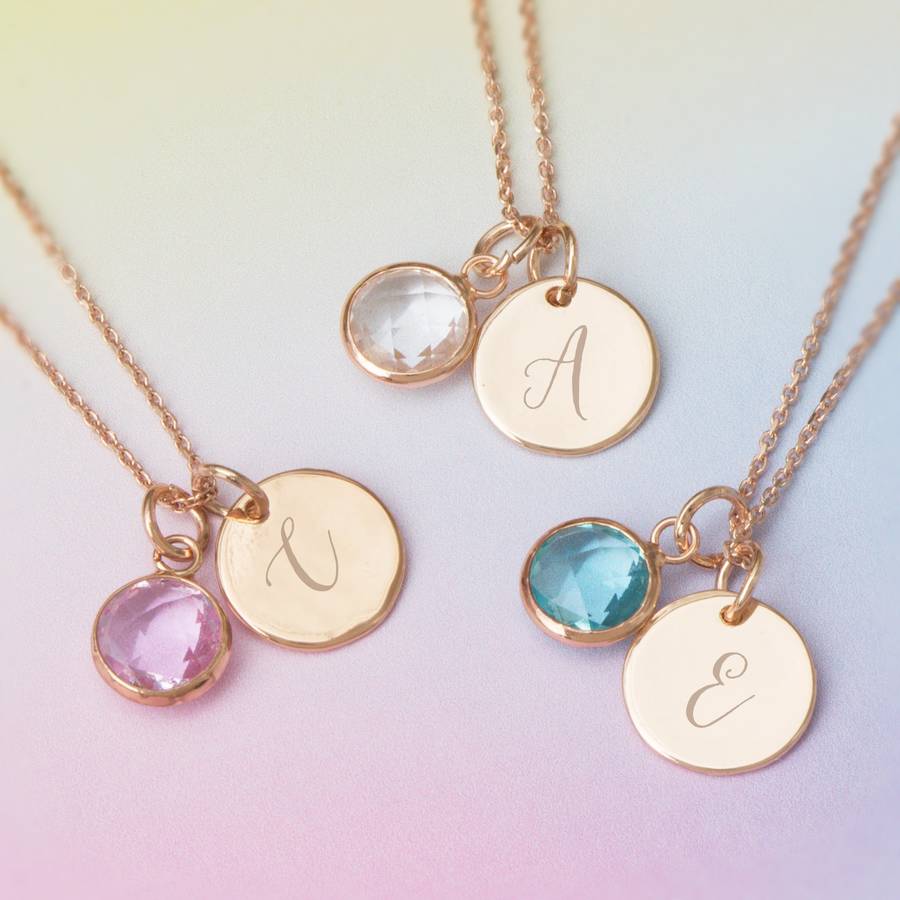 personalised initial birthstone necklace by bloom boutique