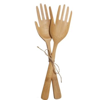 Personalised Bamboo Hands Salad Servers, 4 of 5