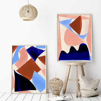 Pink And Blue Oversized Abstract Shapes Art Print, 5 of 12