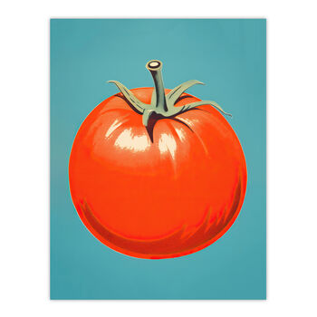 Simple Tomato Orange Red Blue Kitchen Wall Art Print, 6 of 6