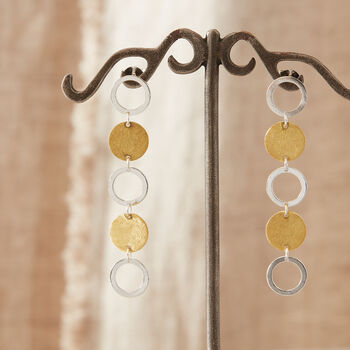 Gold And Silver Plated Two Tone Circle Stud Earrings, 4 of 9