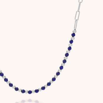 Gem Shine Lapis Necklace With Paperclip Chain, 2 of 7
