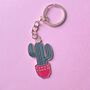 Potted Cacti Enamel Keyring, thumbnail 2 of 3