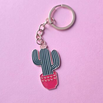 Potted Cacti Enamel Keyring, 2 of 3