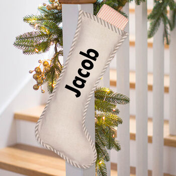 Personalised Nordic Grey Piped Christmas Stocking, 5 of 8