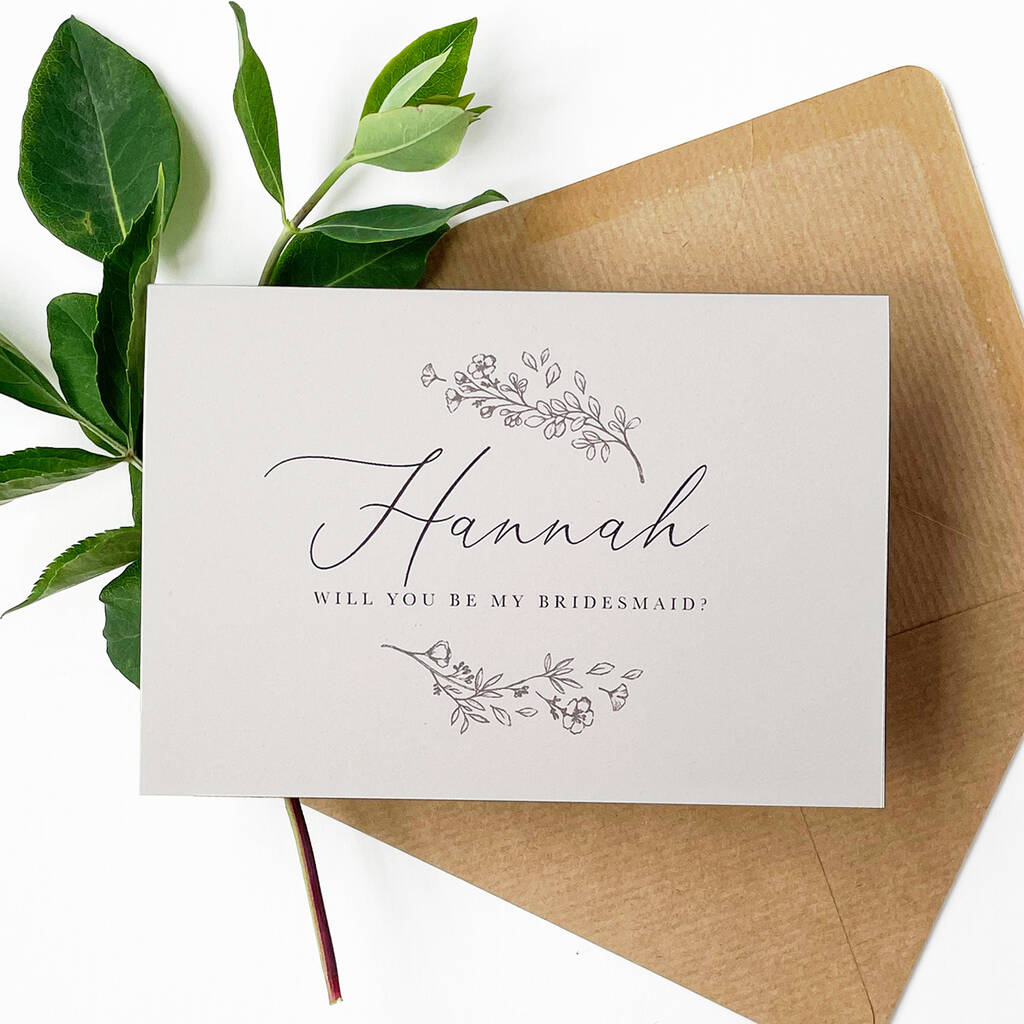 Botanical Will You Be My Bridesmaid Card, 1 of 3
