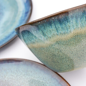 Handmade Ceramic Moon Glaze Blue Bowl, 5 of 8